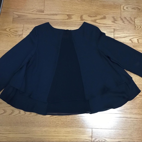 ZARA NAVY BLUE CHIFFON BLOUSE - Picture 9 of 10